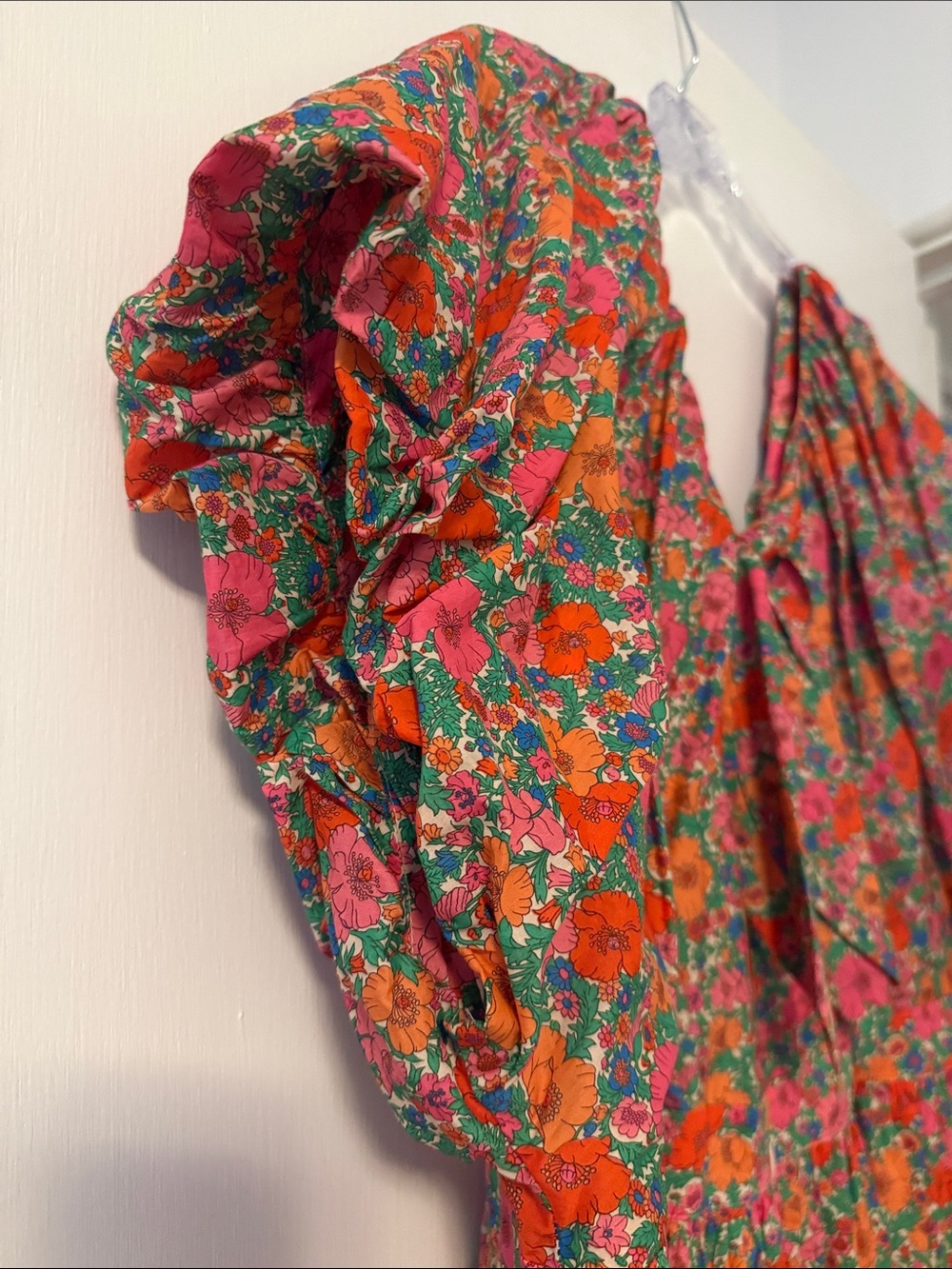 J.Crew Liberty London Bow Puff Sleeve Floral Maxi Dress Pink Meadow Song Plus 24 - Picture 11 of 11